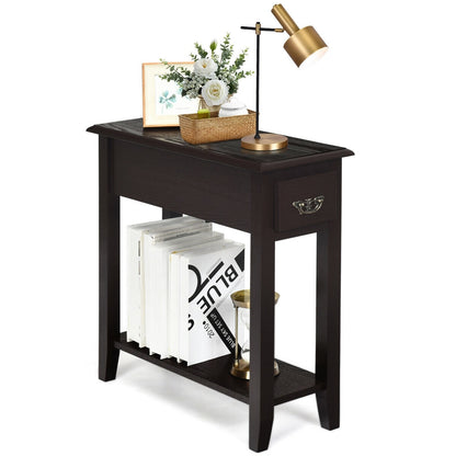 2 Tier End Bedside Sofa Side Table, Narrow Nightstand, Espresso End & Side Tables at Gallery Canada
