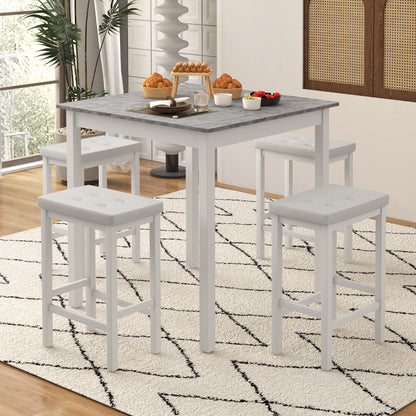 5-Piece Bar Table Set Counter-Height Dining Table and 4 Bar Stools, White Dining Room Sets at Gallery Canada