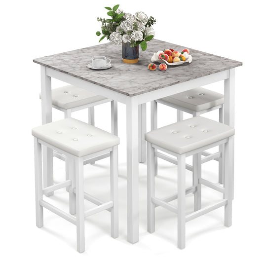 5-Piece Bar Table Set Counter-Height Dining Table and 4 Bar Stools, White Dining Room Sets White at Gallery Canada