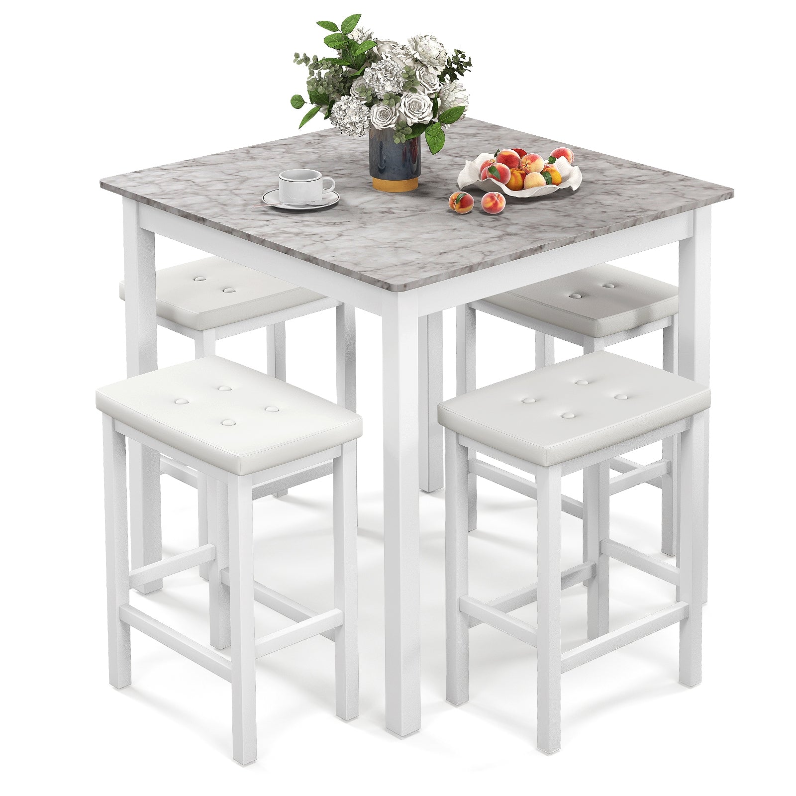 5-Piece Bar Table Set Counter-Height Dining Table and 4 Bar Stools, White Dining Room Sets at Gallery Canada