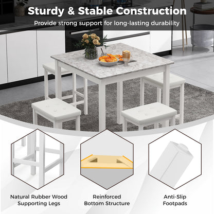 5-Piece Bar Table Set Counter-Height Dining Table and 4 Bar Stools, White Dining Room Sets at Gallery Canada