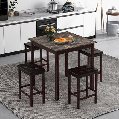 5 Pieces Bar Table Set Counter-Height Dining Table and 4 Bar Stools, Brown Dining Room Sets at Gallery Canada