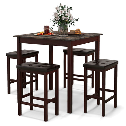 5 Pieces Bar Table Set Counter-Height Dining Table and 4 Bar Stools, Brown Dining Room Sets Brown at Gallery Canada