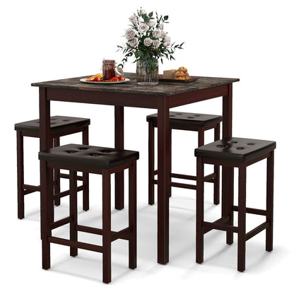 5-Piece Bar Table Set, Counter-Height Dining Table, 4 Bar Stools, Brown Dining Room Sets at Gallery Canada