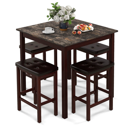 5 Pieces Bar Table Set Counter-Height Dining Table and 4 Bar Stools, Brown Dining Room Sets at Gallery Canada