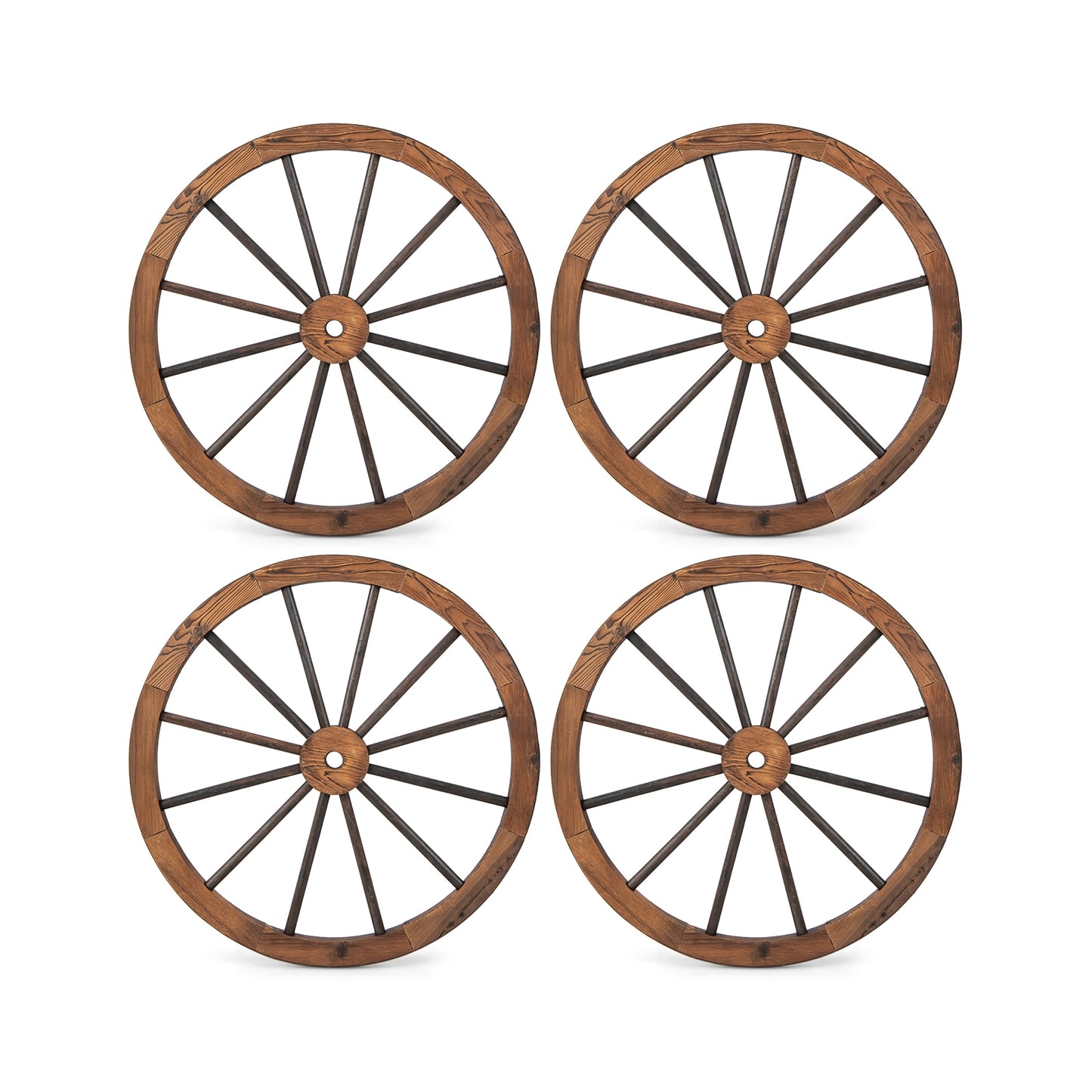 Set of 4 Decorative Wooden Wagon Wheels, 30 Inch, Rustic Brown Outdoor Decor Rustic Brown at Gallery Canada