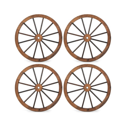 Set of 4 Decorative Wooden Wagon Wheels, 30 Inch, Rustic Brown Outdoor Decor Rustic Brown at Gallery Canada