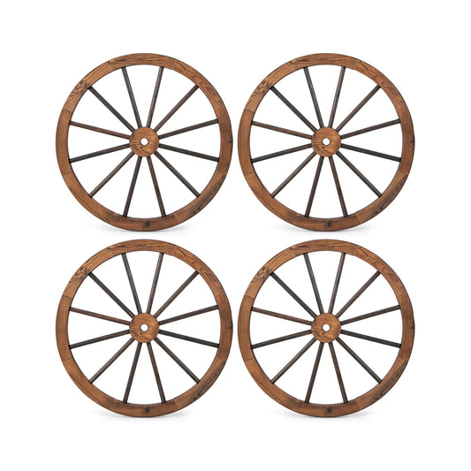 Set of 4 Decorative Wooden Wagon Wheels, 30 Inch, Rustic Brown Outdoor Decor Rustic Brown at Gallery Canada