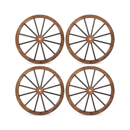 Set of 4 Decorative Wooden Wagon Wheels, 30 Inch, Rustic Brown Outdoor Decor at Gallery Canada