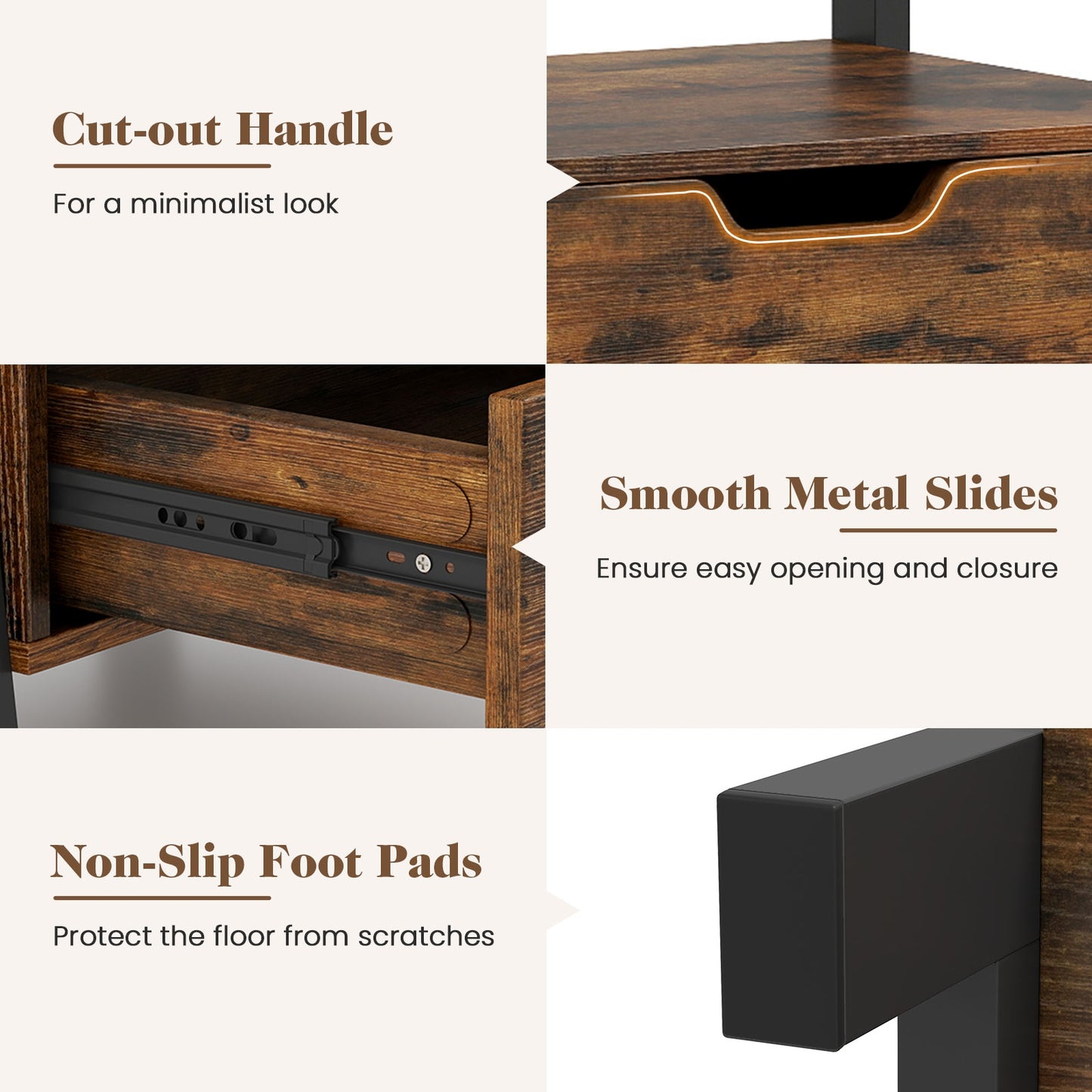 4-Tier Ladder Shelf with 2 Drawers 52.5 Inch Tall Freestanding Bookcase, Rustic Brown Bookcases at Gallery Canada