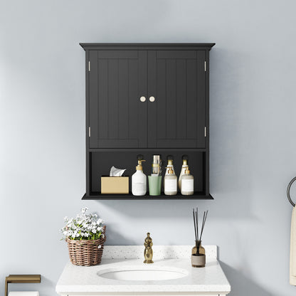 Wall Mount Bathroom Cabinet Storage Organizer with Doors and Shelves, Black Wall Cabinets at Gallery Canada