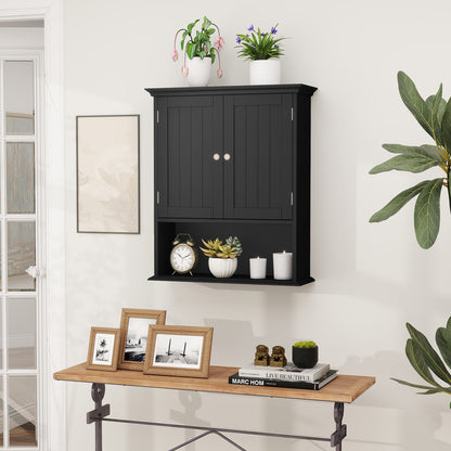 Wall Mount Bathroom Cabinet Storage Organizer with Doors and Shelves, Black Wall Cabinets at Gallery Canada