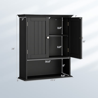Wall Mount Bathroom Cabinet Storage Organizer with Doors and Shelves, Black Wall Cabinets at Gallery Canada