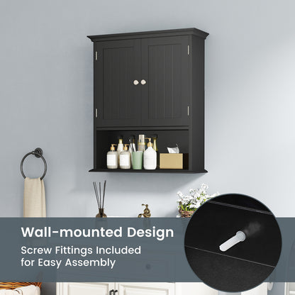 Wall Mount Bathroom Cabinet Storage Organizer with Doors and Shelves, Black Wall Cabinets at Gallery Canada