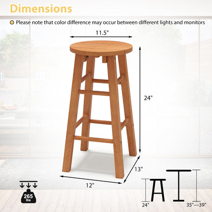 24-Inch Outdoor Wood Bar Stools Set of 2 with Round Seat and Footrest Patio Bar Furniture at Gallery Canada