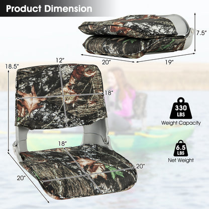 Low Back Folding Padded Boat Seat with 4 Bolts for Outdoor Adventures, Camouflage Water Sports at Gallery Canada