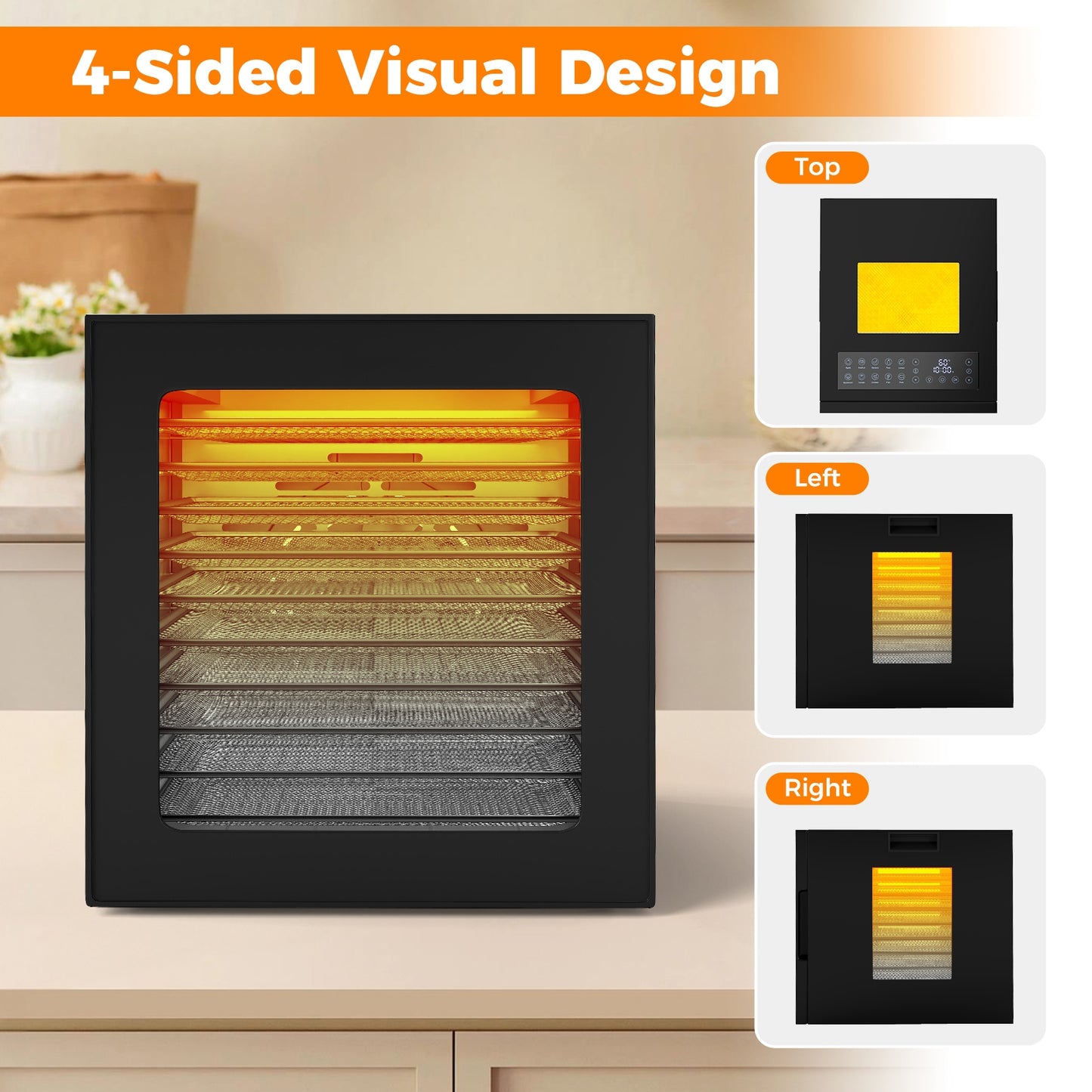 10 Stainless Steel Trays Dryer with 10 Presets, Black Dryers at Gallery Canada