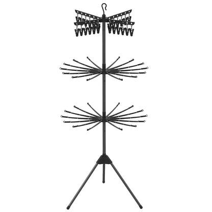 3-Tier Tripod Folding Clothes Drying Rack, 24 Clips, Black Drying Racks Black at Gallery Canada