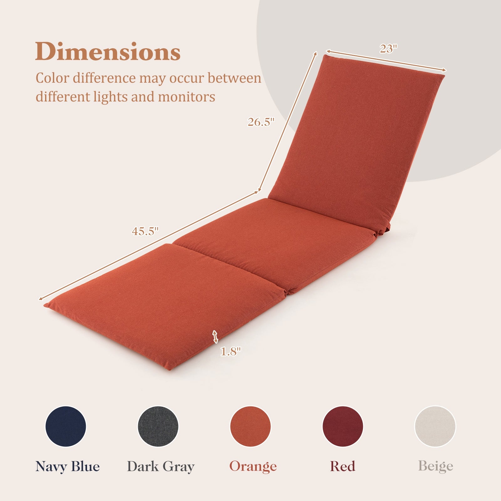 Outdoor Chaise Lounge Cushion, Folding Pad With Straps, Orange Outdoor Furniture Accessories at Gallery Canada