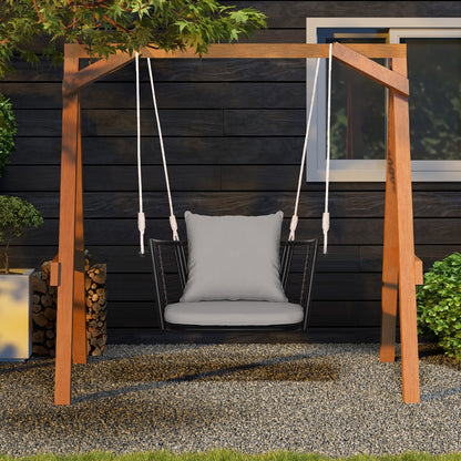 Single Person Hanging Seat, Woven Rattan Backrest, Gray Patio Rocking Chairs & Gliders at Gallery Canada