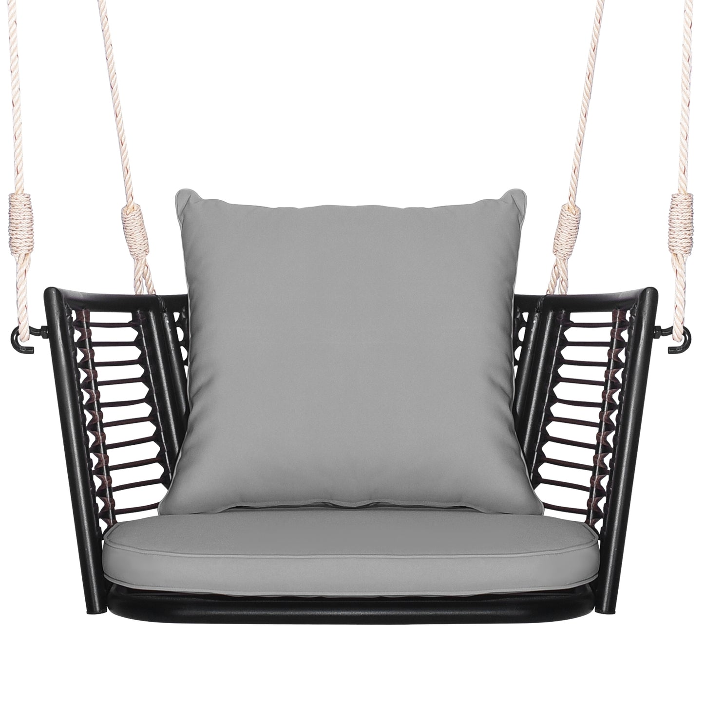 Single Person Hanging Seat, Woven Rattan Backrest, Gray Patio Rocking Chairs & Gliders at Gallery Canada