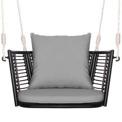Single Person Hanging Seat, Woven Rattan Backrest, Gray Patio Rocking Chairs & Gliders at Gallery Canada
