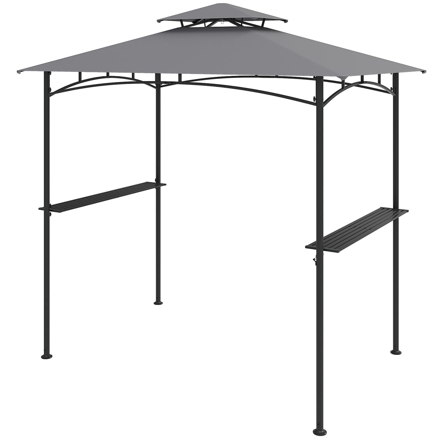 8 x 5 Feet Grill Gazebo with 2 Shelves 6 Hooks and Metal Frame, Gray Gazebos at Gallery Canada