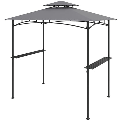 8 x 5 Feet Grill Gazebo with 2 Shelves 6 Hooks and Metal Frame, Gray Gazebos at Gallery Canada
