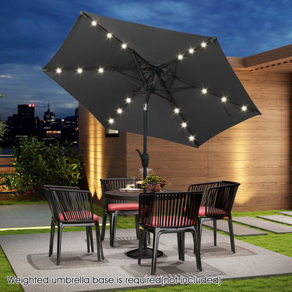 7.5 Feet Solar Powered Patio Umbrella with LED Lights and Crank Handle, Gray Outdoor Umbrellas at Gallery Canada