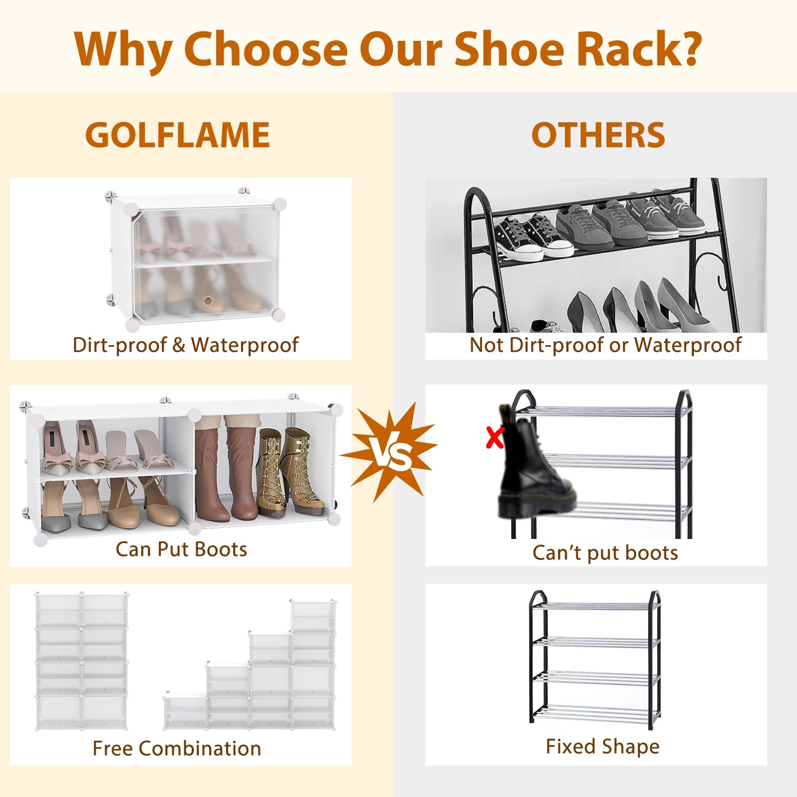 12-Cube 48 Pairs Portable Shoe Shelves with Hook, White Shoe Racks & Storage Benches at Gallery Canada