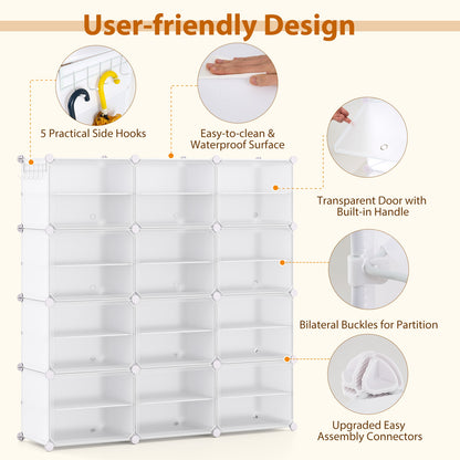 12-Cube 48 Pairs Portable Shoe Shelves with Hook, White Shoe Racks & Storage Benches at Gallery Canada