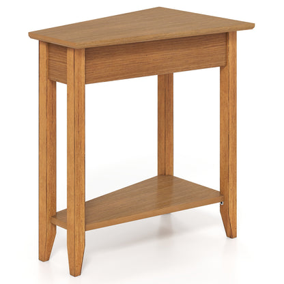 2-Tier Wedge Narrow End Table with Storage Shelf and Solid Wood Legs, Walnut End & Side Tables at Gallery Canada