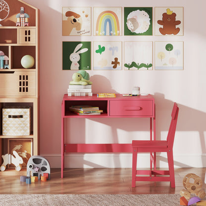 Kids Desk and Chair Set with Storage Drawer and Hutch, Pink Kids Table & Chair Sets at Gallery Canada