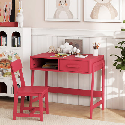 Kids Desk and Chair Set with Storage Drawer and Hutch, Pink Kids Table & Chair Sets at Gallery Canada