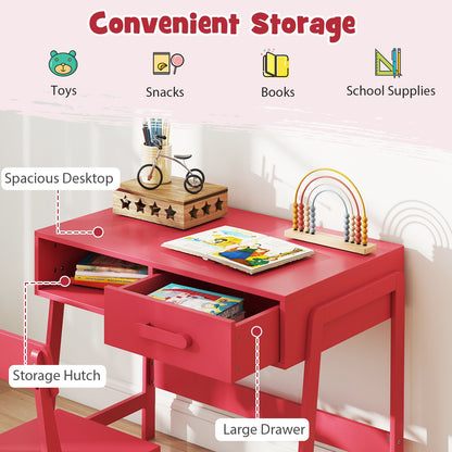 Kids Desk and Chair Set with Storage Drawer and Hutch, Pink Kids Table & Chair Sets at Gallery Canada