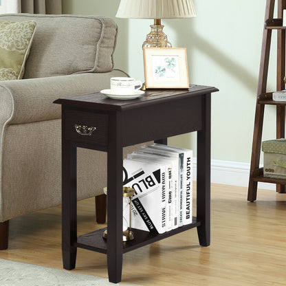 2 Tier Sofa Side Table With Drawer, Shelf, Dark Brown End & Side Tables at Gallery Canada