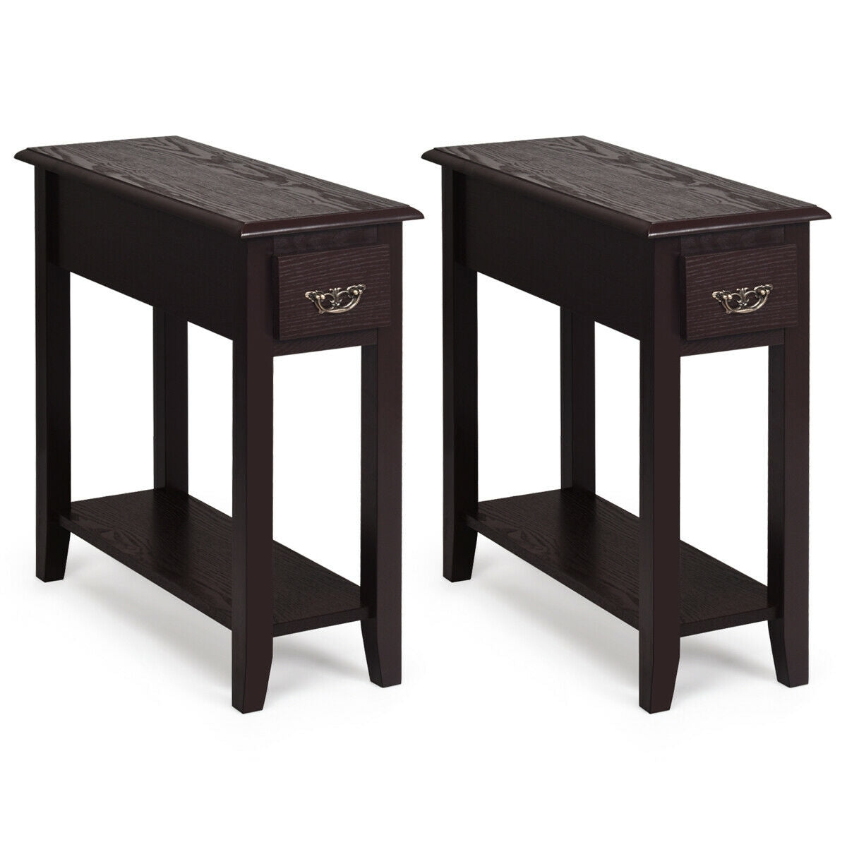 2 Tier Sofa Side Table With Drawer, Shelf, Dark Brown End & Side Tables at Gallery Canada