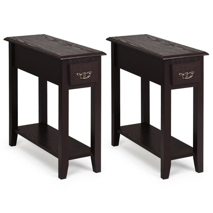 2 Tier Sofa Side Table With Drawer, Shelf, Dark Brown End & Side Tables at Gallery Canada