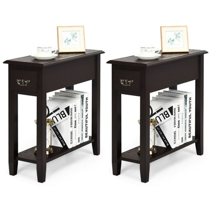 2 Tier Sofa Side Table With Drawer, Shelf, Dark Brown End & Side Tables at Gallery Canada
