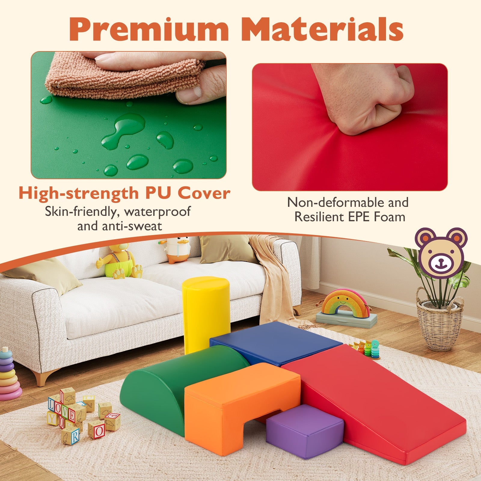 6 Pieces Foam Climbing Blocks Indoor Climb and Crawl Activity Playset with Rectangles, Orange Climbers & Slides at Gallery Canada