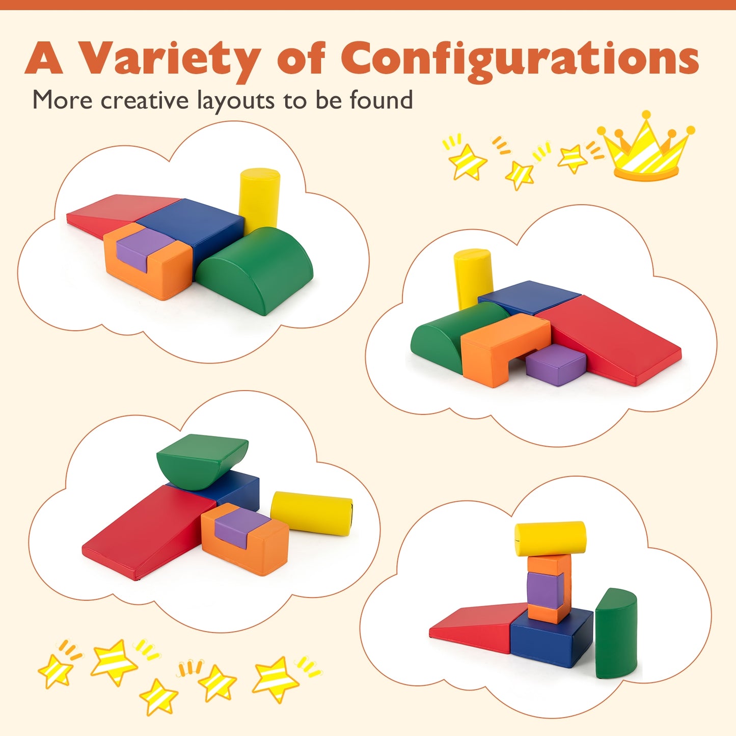6 Pieces Foam Climbing Blocks Indoor Climb and Crawl Activity Playset with Rectangles, Orange Climbers & Slides at Gallery Canada