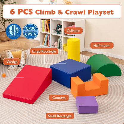 6 Pieces Foam Climbing Blocks Indoor Climb and Crawl Activity Playset with Rectangles, Orange Climbers & Slides at Gallery Canada