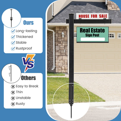 6 Feet Vinyl UPVC Real Estate Sign Post Realtor Yard Sign Post, Black Outdoor Decor at Gallery Canada