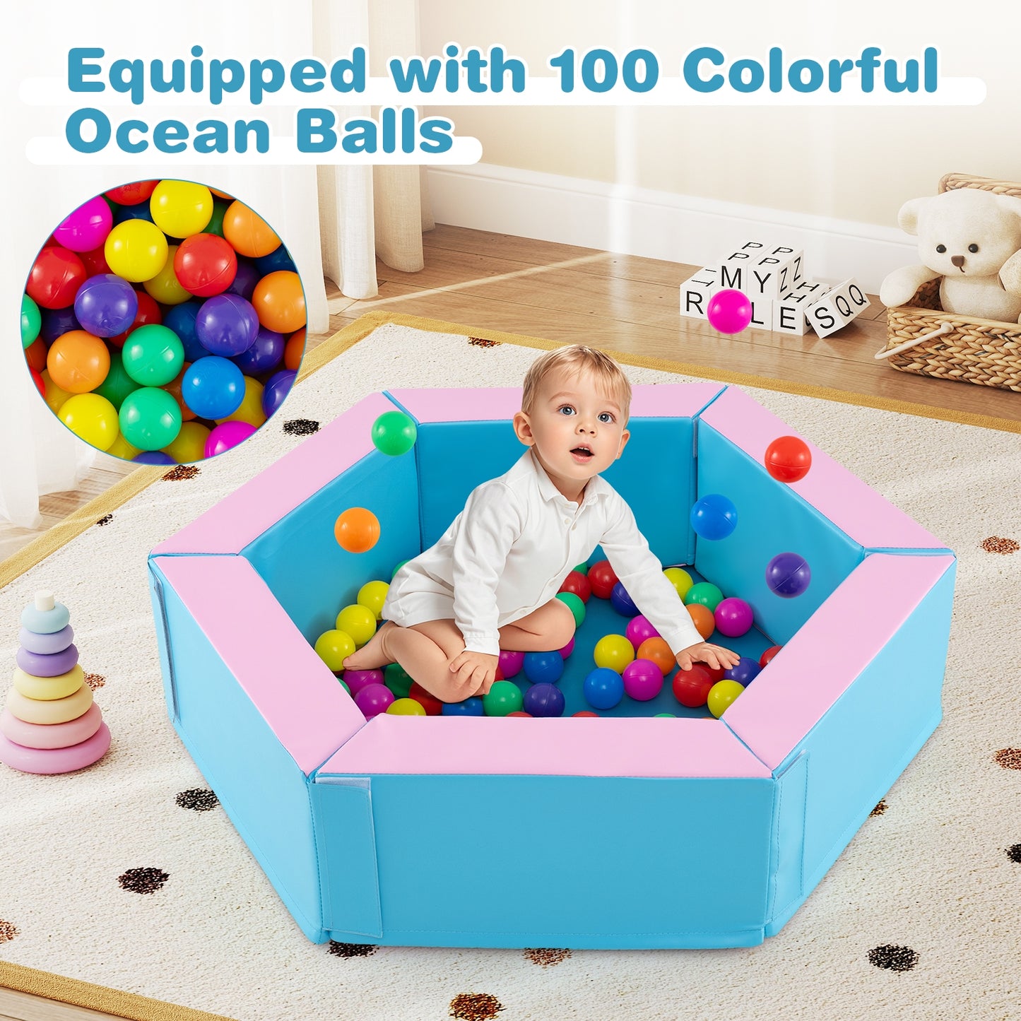 3-Piece Baby Foam Climbing Blocks Climb and Crawl Set with 100 Ocean Balls, Blue Climbers & Slides at Gallery Canada