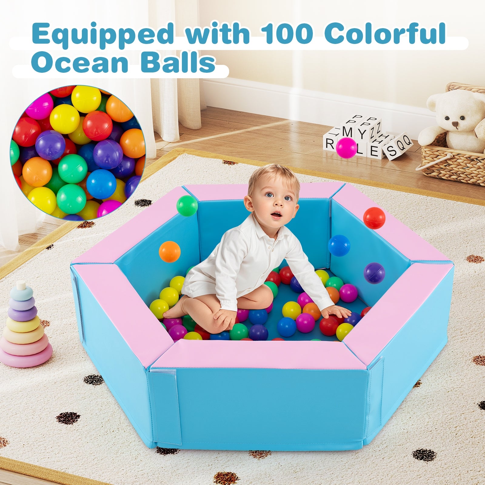 3-Piece Baby Foam Climbing Blocks Climb and Crawl Set with 100 Ocean Balls, Blue Climbers & Slides at Gallery Canada