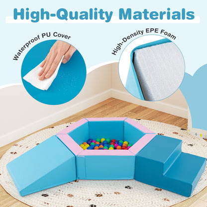 3-Piece Baby Foam Climbing Blocks Climb and Crawl Set with 100 Ocean Balls, Blue Climbers & Slides at Gallery Canada