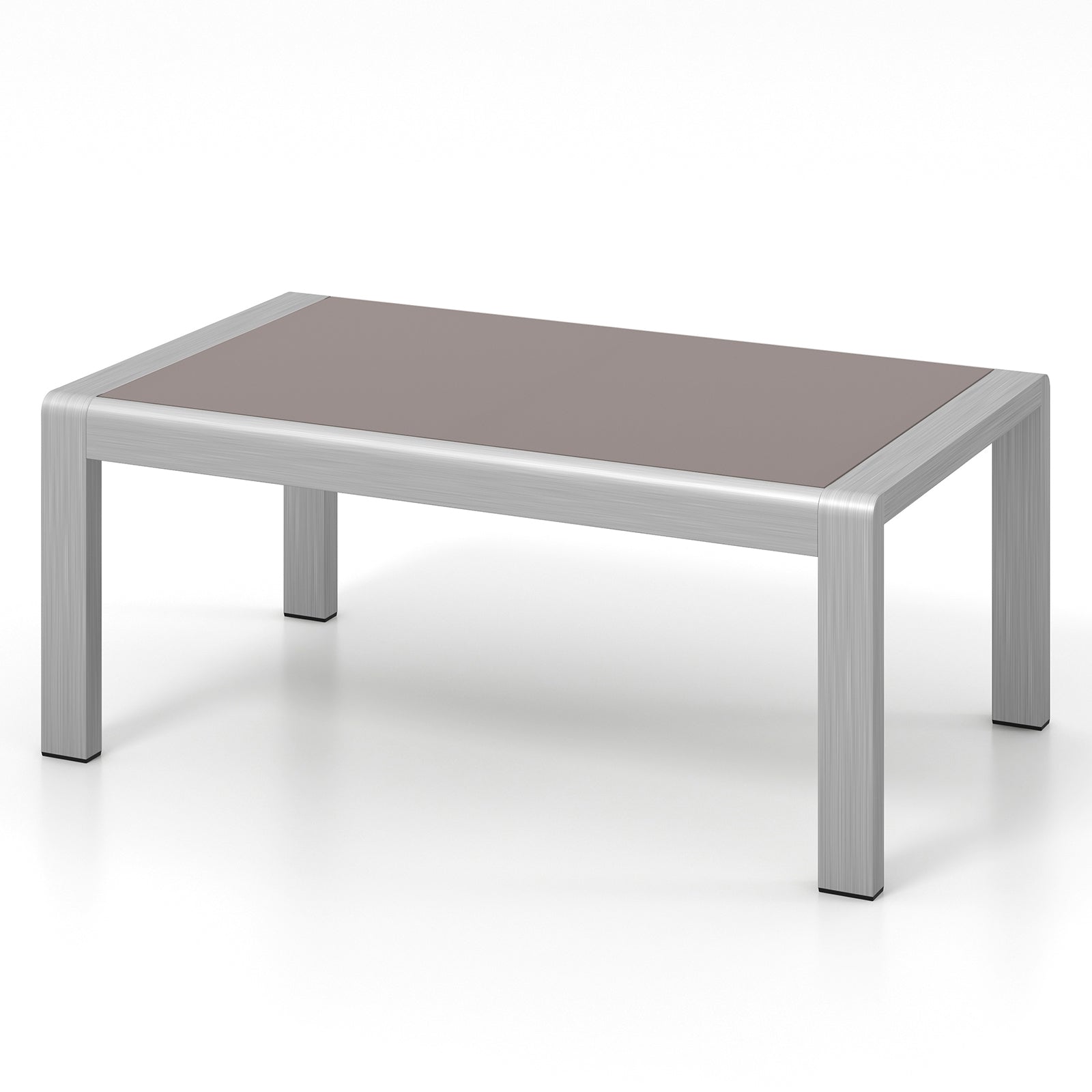 Outdoor Rectangle Coffee Table with Tempered Glass Tabletop for Backyard Poolside, Gray Patio Coffee Tables at Gallery Canada