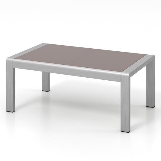Outdoor Rectangle Coffee Table with Tempered Glass Tabletop for Backyard Poolside, Gray Patio Coffee Tables Gray at Gallery Canada