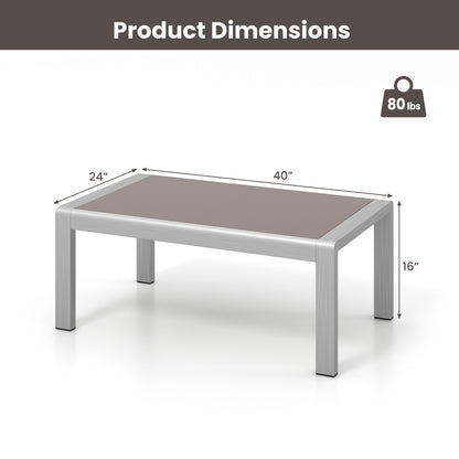 Outdoor Rectangle Coffee Table with Tempered Glass Tabletop for Backyard Poolside, Gray Patio Coffee Tables at Gallery Canada
