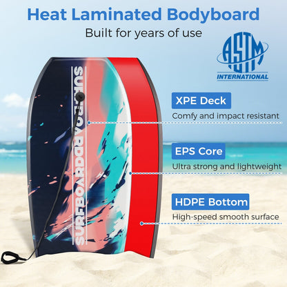33/37/41 Inch Lightweight Body Board, EPS Core XPE Deck HDPE Bottom, 2-S, Multicolor Surfing at Gallery Canada